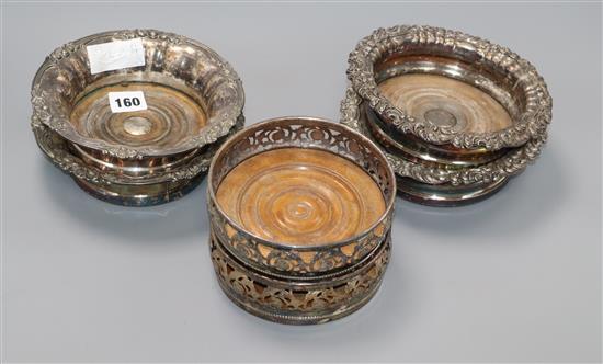 Six Victorian silver-plated wine coasters